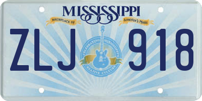 MS license plate ZLJ918