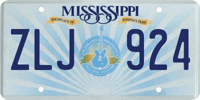 MS license plate ZLJ924