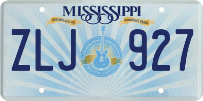 MS license plate ZLJ927