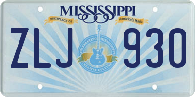 MS license plate ZLJ930