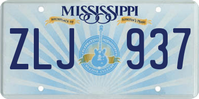 MS license plate ZLJ937