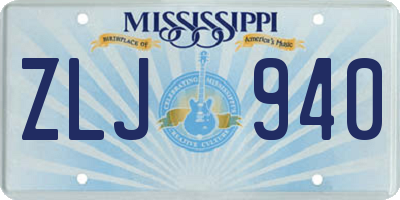 MS license plate ZLJ940