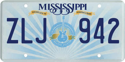 MS license plate ZLJ942