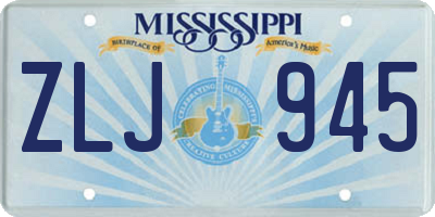 MS license plate ZLJ945