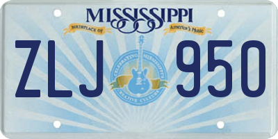 MS license plate ZLJ950