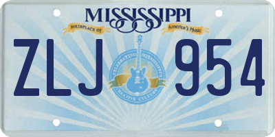 MS license plate ZLJ954