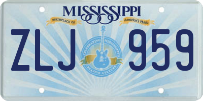 MS license plate ZLJ959