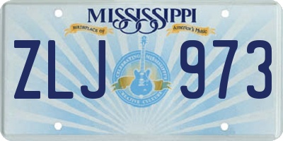 MS license plate ZLJ973