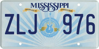 MS license plate ZLJ976