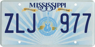 MS license plate ZLJ977