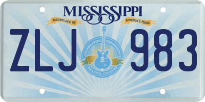 MS license plate ZLJ983