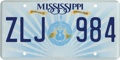 MS license plate ZLJ984