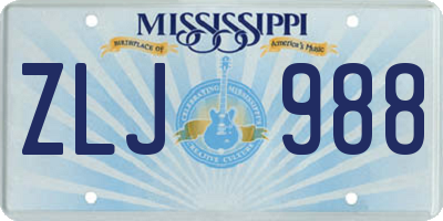 MS license plate ZLJ988