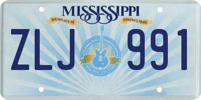 MS license plate ZLJ991