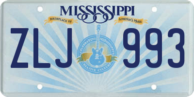 MS license plate ZLJ993