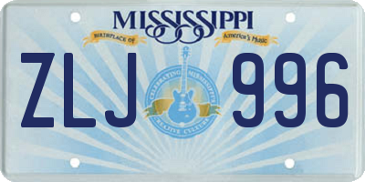 MS license plate ZLJ996