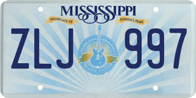 MS license plate ZLJ997