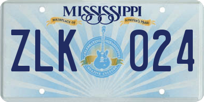 MS license plate ZLK024