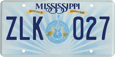 MS license plate ZLK027