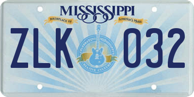 MS license plate ZLK032