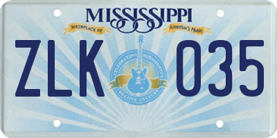 MS license plate ZLK035