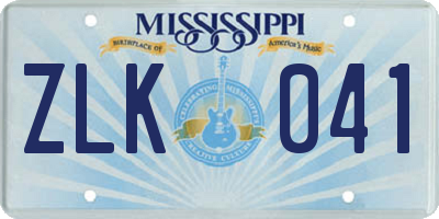 MS license plate ZLK041