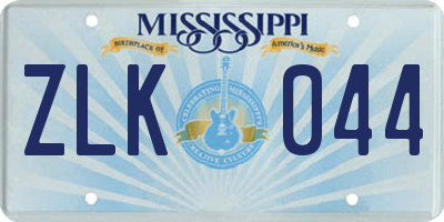 MS license plate ZLK044