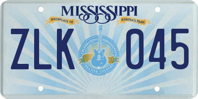MS license plate ZLK045
