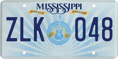 MS license plate ZLK048