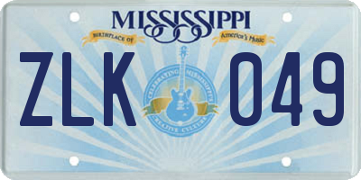 MS license plate ZLK049