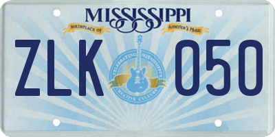 MS license plate ZLK050