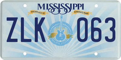 MS license plate ZLK063