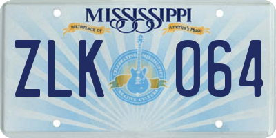 MS license plate ZLK064