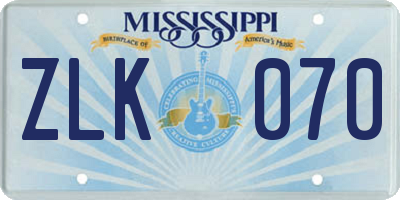 MS license plate ZLK070