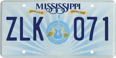 MS license plate ZLK071