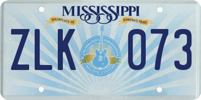 MS license plate ZLK073