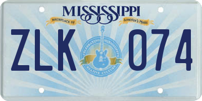 MS license plate ZLK074