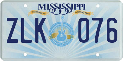 MS license plate ZLK076