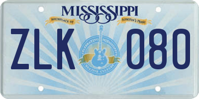 MS license plate ZLK080