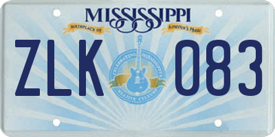 MS license plate ZLK083