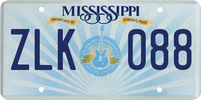 MS license plate ZLK088
