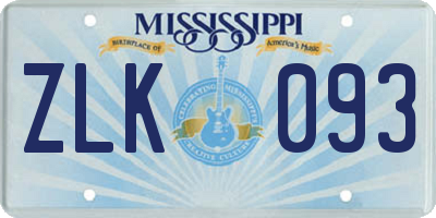 MS license plate ZLK093