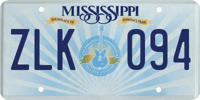 MS license plate ZLK094