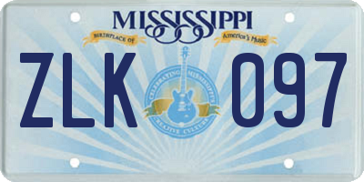 MS license plate ZLK097