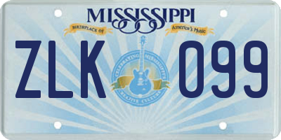 MS license plate ZLK099