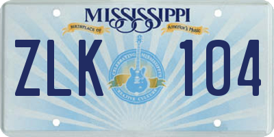 MS license plate ZLK104