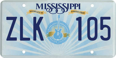 MS license plate ZLK105