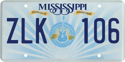 MS license plate ZLK106