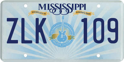 MS license plate ZLK109