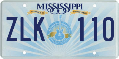 MS license plate ZLK110